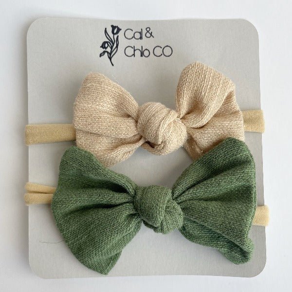 Baby & Toddler Headbands - Cal and Chlo Co, taupe and olive green headbands for babies