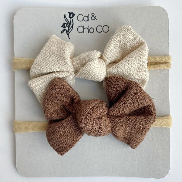 2 pack of Baby & Toddler Headbands - Cal and Chlo Co, brown and white headbands for babies