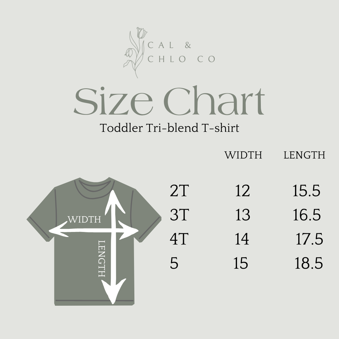 Be Pretty Toddler T-Shirt - Cal and Chlo Co size chart