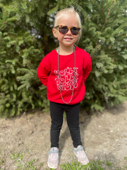 Holly Jolly Vibes Toddler Crewneck Sweater - Cal and Chlo Co